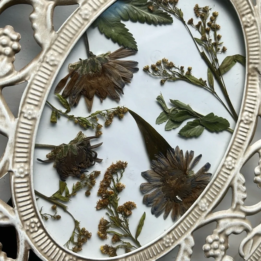 Vintage Ornate Frame with Dried Flowers